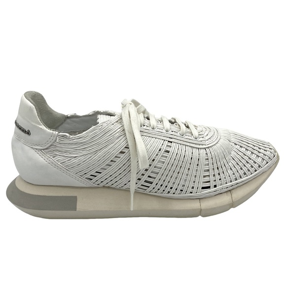 NWOB Manuel Barcelo Laval Napalin White Rafia Leather Sneakers Sz 41 = US 11 - Picture 1 of 9